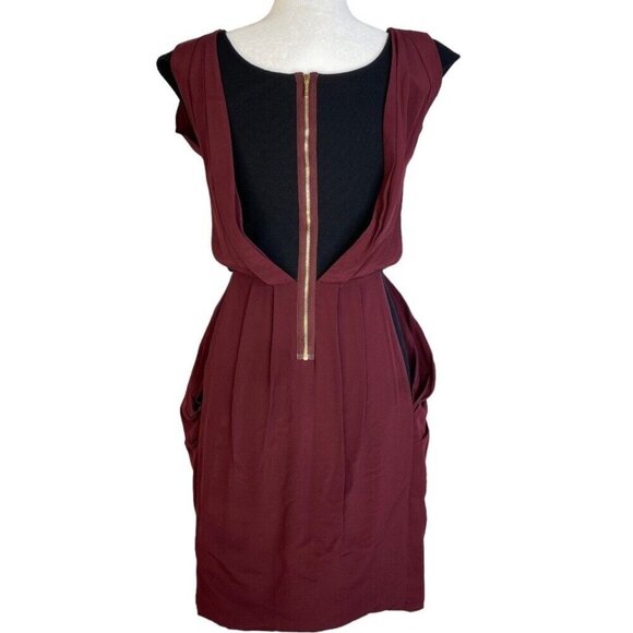 Fendi Women’s Burgundy Scoop Neck Designer Contemporary Modern Dress IT 40/C36 - Picture 7 of 16